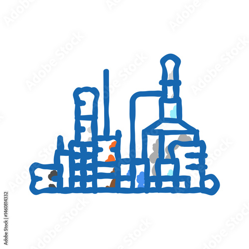 oil refinery plant petroleum engineer icon doodle illustration