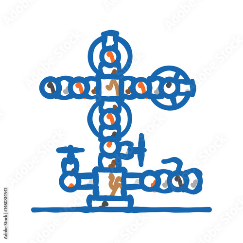 oil wellhead petroleum engineer icon doodle illustration