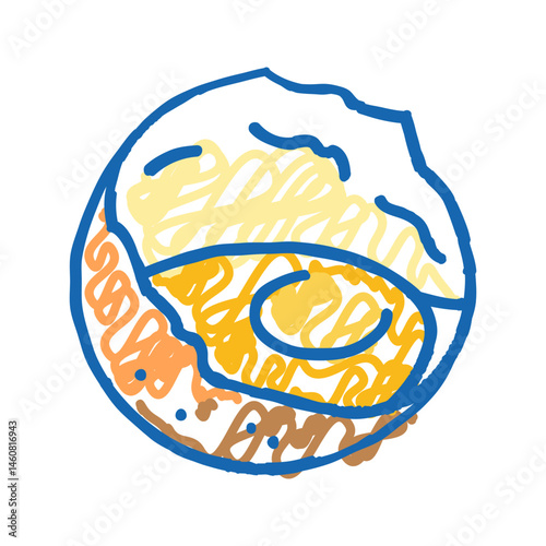 fresh egg chicken farm food icon doodle illustration
