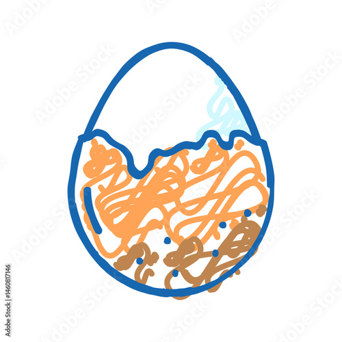 boiled egg chicken farm food icon doodle illustration