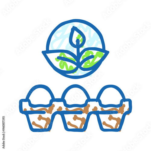 organic egg chicken farm food icon doodle illustration