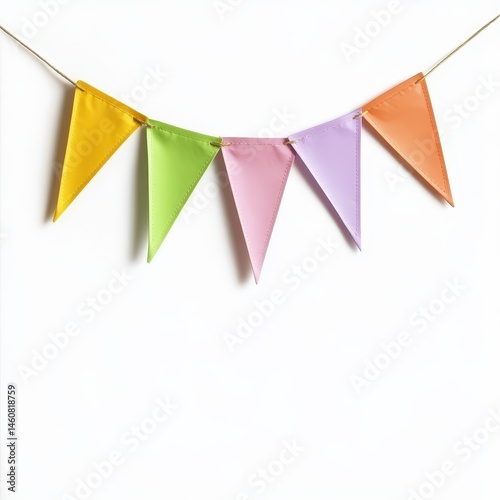Colorful Triangle Bunting Flags Hanging on String Against White Background Overhead Flat Lay for Party or Celebration Decoration Free Download Colorful Triangle Bunting Flags Hanging on String Against White Background Overhead Flat Lay for Party or Celebration Decoration - GFXLoad