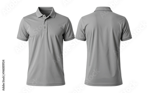 Piqué polo shirt in a gray color with a collar, a mockup template for design presentation