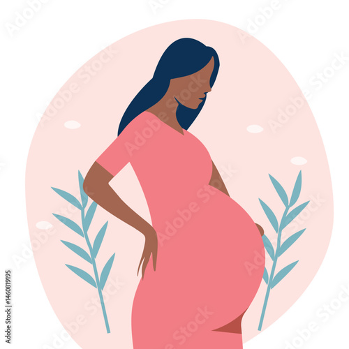 Diverse Pregnant Female Vector Art Contemporary Motherhood Design