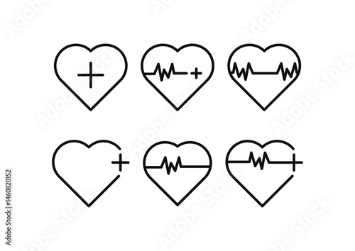 heart line icon set pulse rate medical health concept vector sign collection