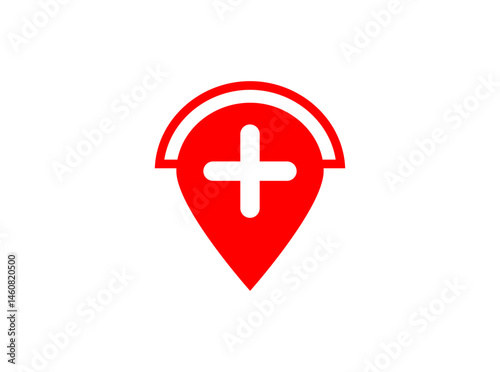 medical location logo red vector icon with cross plus sign 