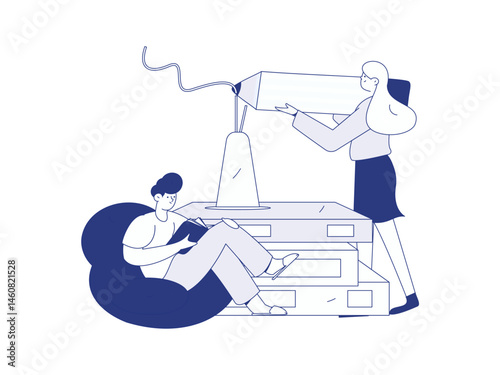 Character reading quietly vector concept operation hand drawn illustration
