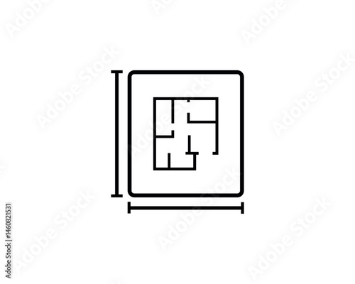 Residential Building Layout Icons – House Dimensions, Square Footage and Architectural Graphics