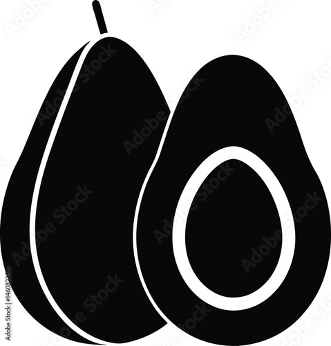 avocado whole and sliced icon vector illustration