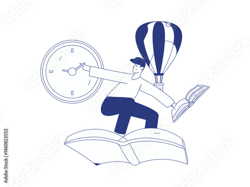 Character reading quietly vector concept operation hand drawn illustration
