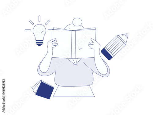 Character reading quietly vector concept operation hand drawn illustration
