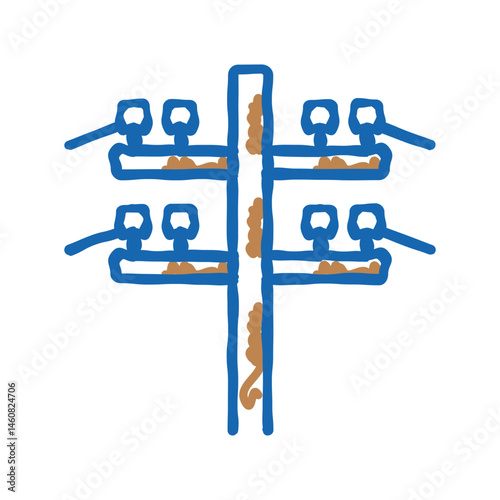 electric utility pole electrical engineer icon doodle illustration