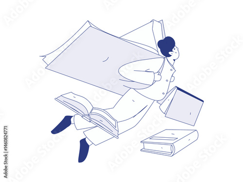 Character reading quietly vector concept operation hand drawn illustration
