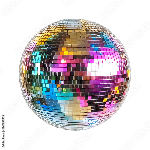 Colorful disco mirror ball png
