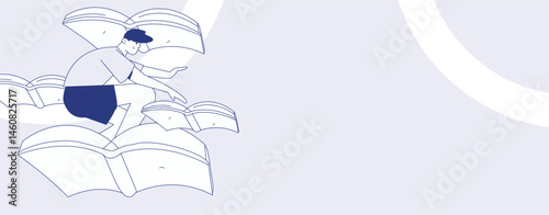 Character reading quietly vector concept operation hand drawn illustration
