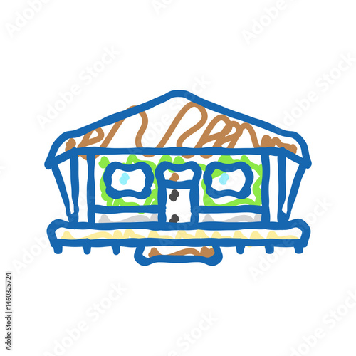 glamping tent nature icon doodle illustration
