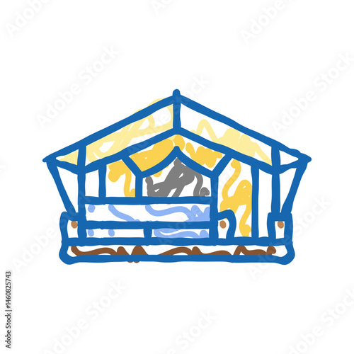 glamping tent forest icon doodle illustration