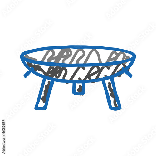 foldable fire pit glamping icon doodle illustration