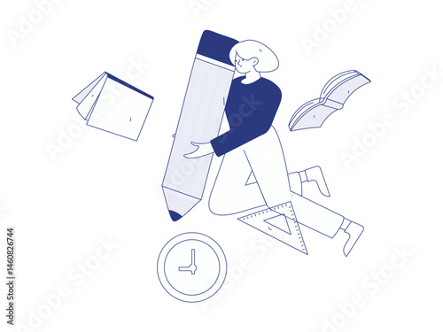 Character reading quietly vector concept operation hand drawn illustration
