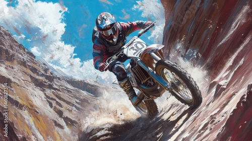 A close-up of a motorcycle racer in full gear