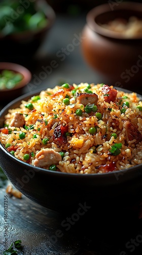 Savory chicken and vegetable fried rice