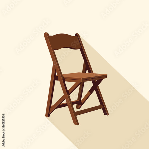 Folding Wooden Chair in Minimalist Style on Light Background  