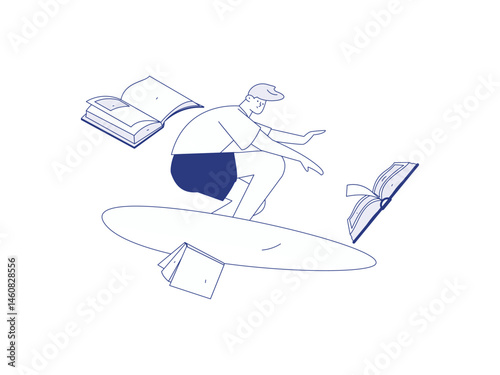 Character reading quietly vector concept operation hand drawn illustration

