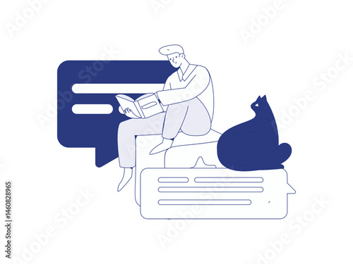 Character reading quietly vector concept operation hand drawn illustration
