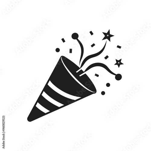 party popper icon sign of silhouette vector illustration on white background