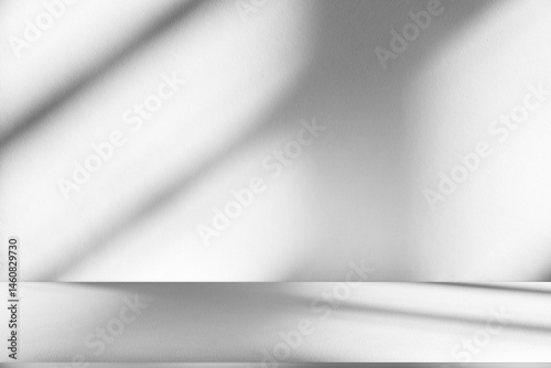 Obraz na płótnie Wall interior background, studio and backdrops show products.with shadow from window color white and grey. background for text insertion and presentation product w salonie