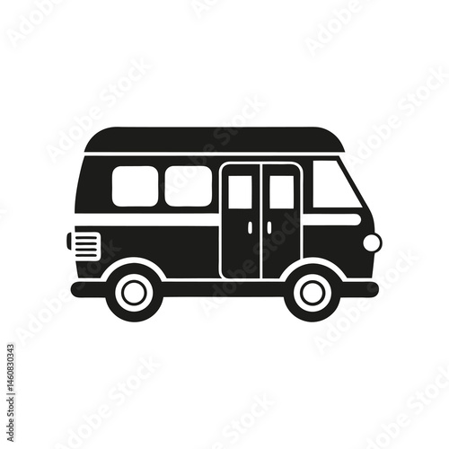 camper van icon sign of silhouette vector illustration