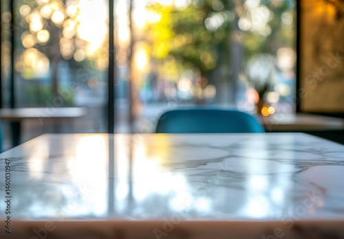 Soft Focus View of a Modern Table in a Bright Café Setting