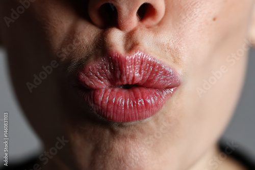 Female mouth puckering