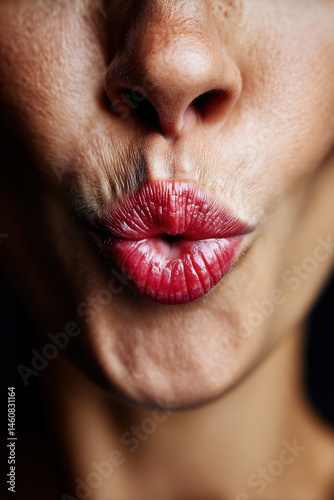 Female mouth puckering