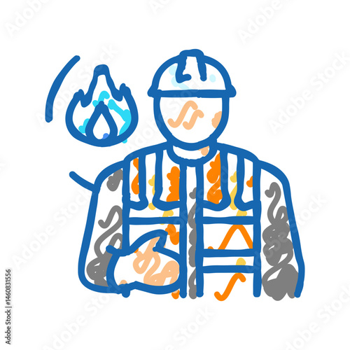 technician gas service icon doodle illustration