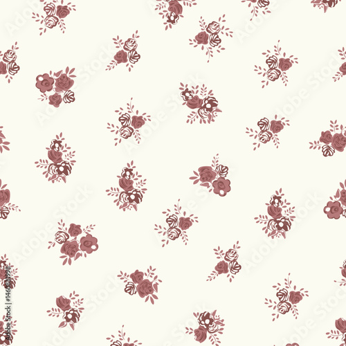 Vintage Rose Floral Seamless Pattern for Textile Print on Fabric, bunch cute rose floral print pattern
