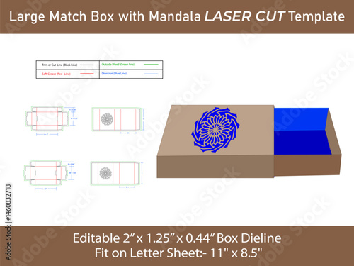 Packaging Design, Large match box Laser Cut Template