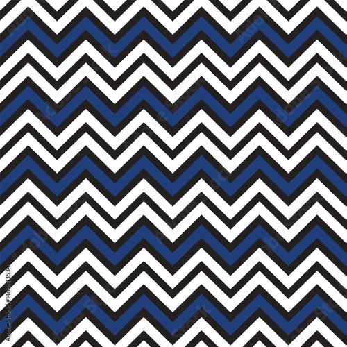 Bold Navy and Black Chevron Stripe Seamless Pattern for Textile Print on Fabric
