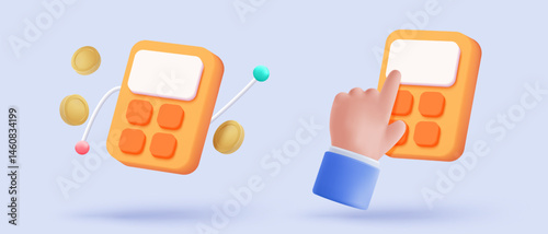 3d minimal calculator icon for accounting financial management. math device calculate tax audit with buttons simplicity. 3d calculator for accounting finance vector icon render illustration
