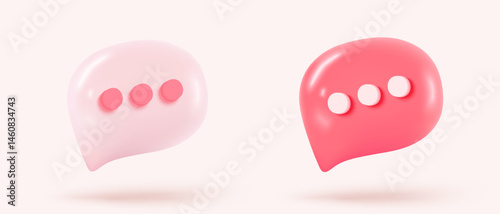 3D speech bubbles symbol sign on social media icon isolated on pastel background. Chat dialogue bubble or user reply sign with social media. 3d speech bubble icon vector render illustration
