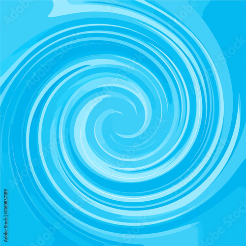 Blue swirling vortex background illustration creates a sense of depth and movement with smooth gradient transitions and fluid shapes for graphic design projects
