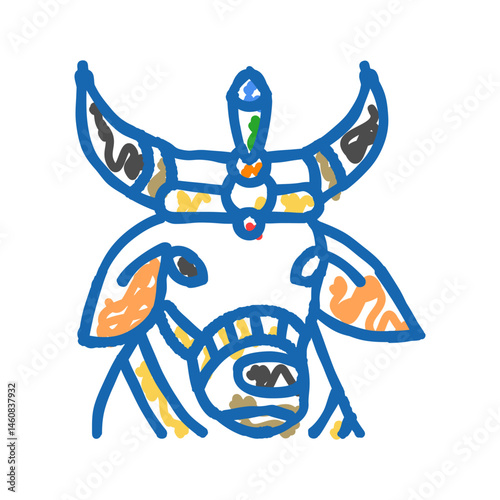 cow sacred animal hinduism icon doodle illustration