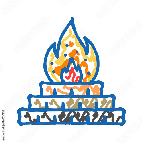 sacred fire agni icon doodle illustration