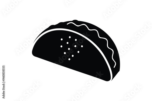 Taco with tortilla shell icon vector on white background.