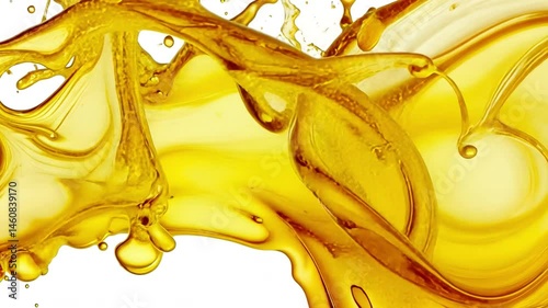 Vibrant yellow liquid splash creates dynamic patterns, showcasing fluid energy and bright movement, evoking creativity and beauty of abstract fluidity.