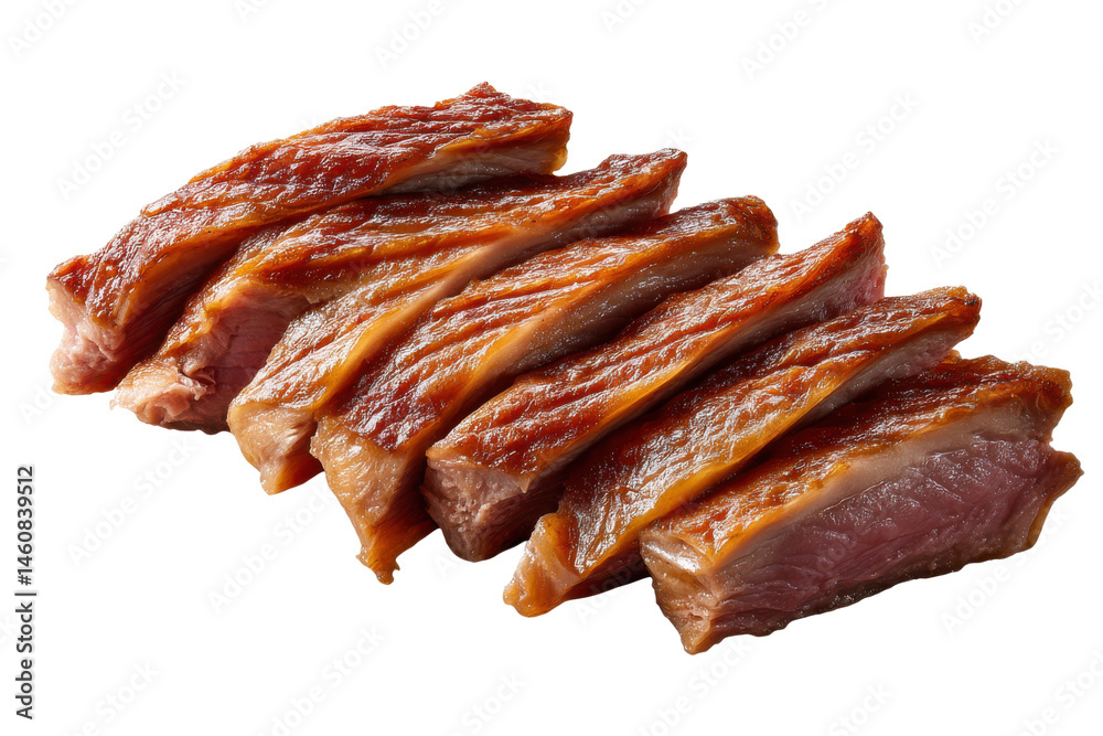 Sliced grilled duck breast meat isolated on transparent background Sliced grilled duck breast meat isolated on transparent background