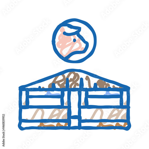 pig farm icon doodle illustration