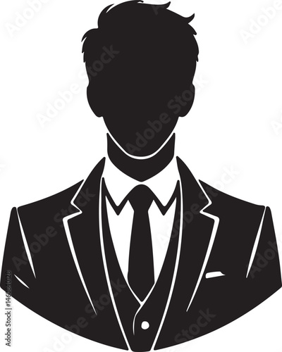 Businessman Silhouette in Suit – Professional Male Avatar Icon Illustration.