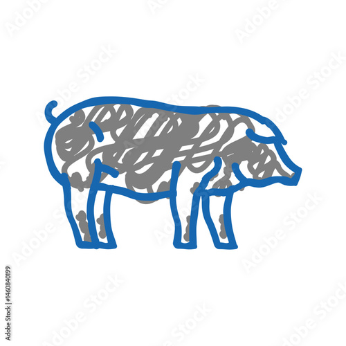iberico pig breed icon doodle illustration