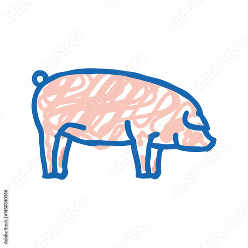 landrace pig breed icon doodle illustration